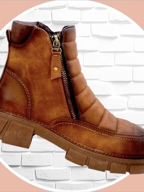 NIB Sz 10 Distressed Ombre Brown Ambrea Block Heel Boots